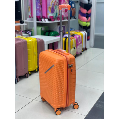 Чемодан 20 дюймов Sonara оранжевый с расширением из полипропилена (ручная кладь)