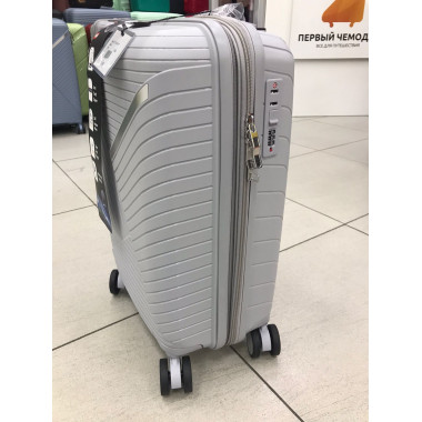Чемодан 20 дюймов Sonara светло-серый с расширением из полипропилена (ручная кладь)